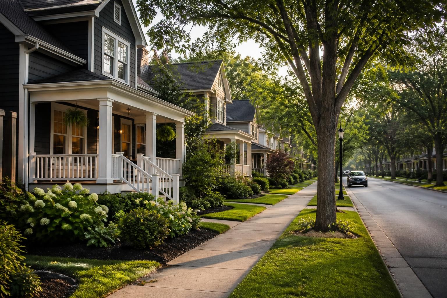 Welcoming neighborhood with well-kept homes and tidy streets